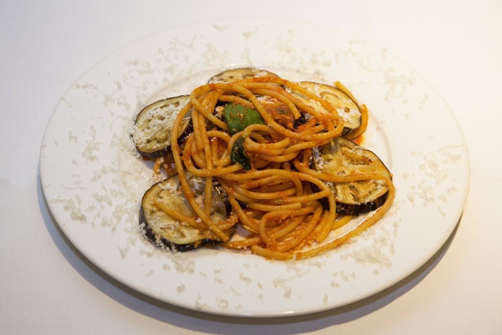 Bucatini with aubergines