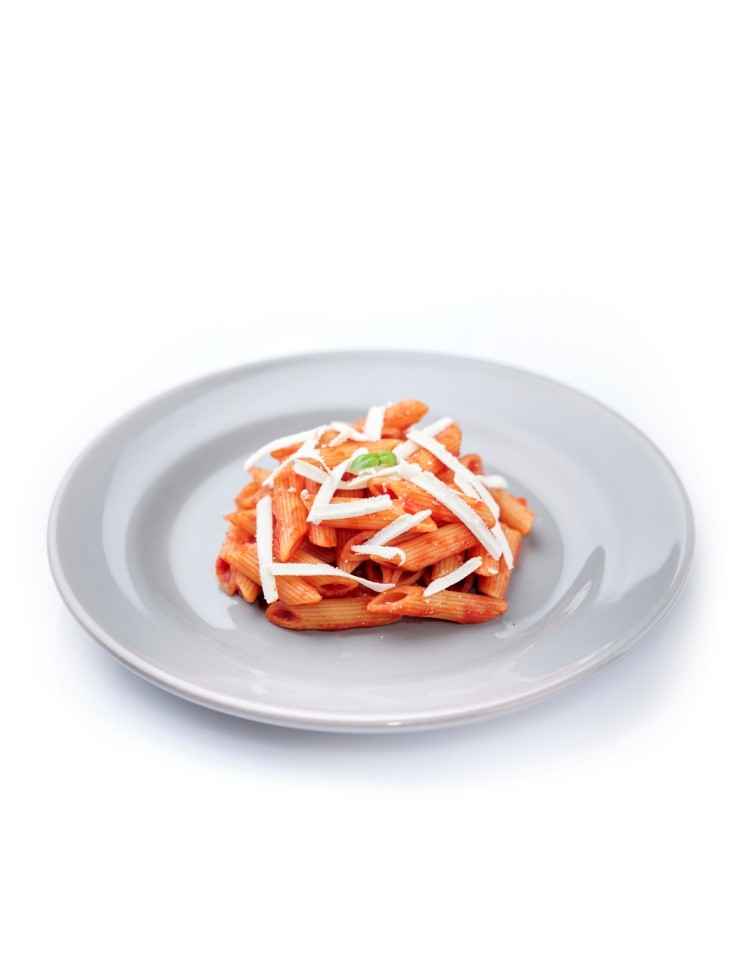 Pasta with salted ricotta and tomato sauce