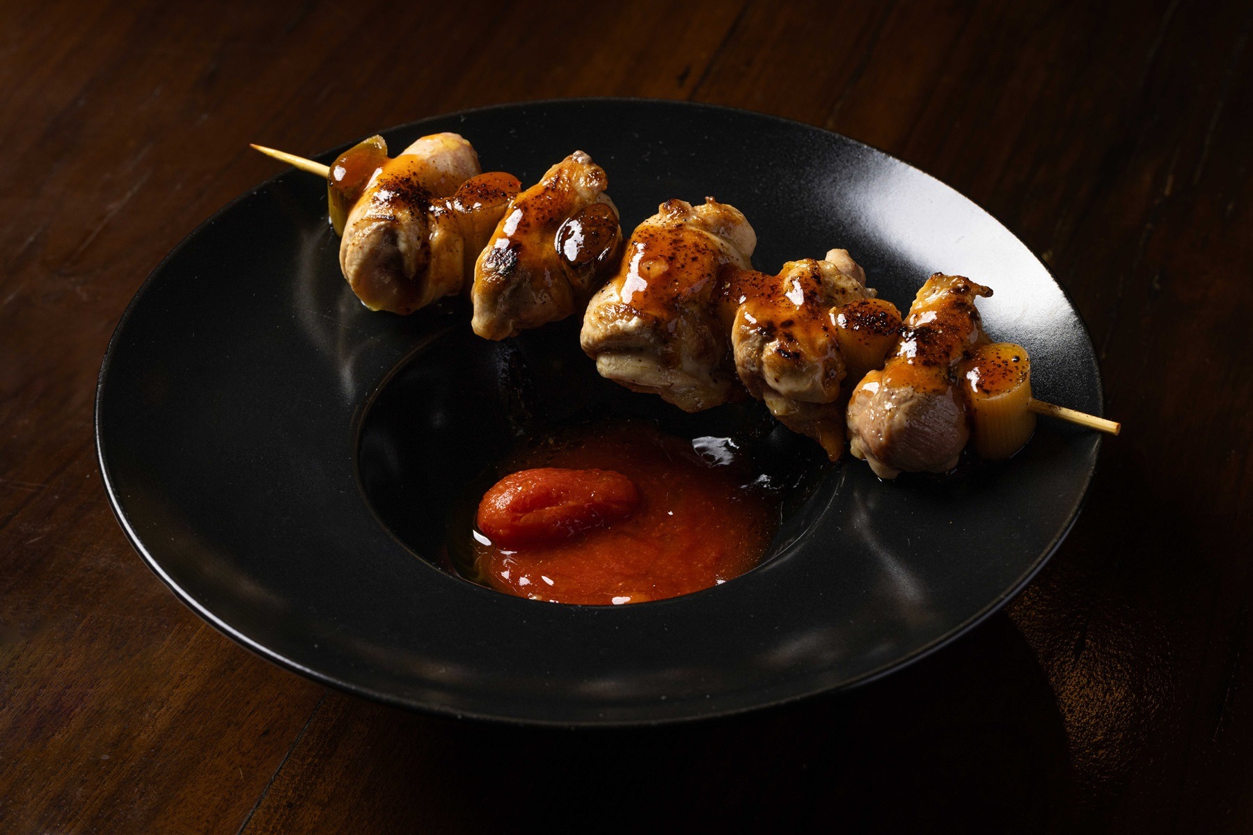 Yakitori with cacciatore sauce